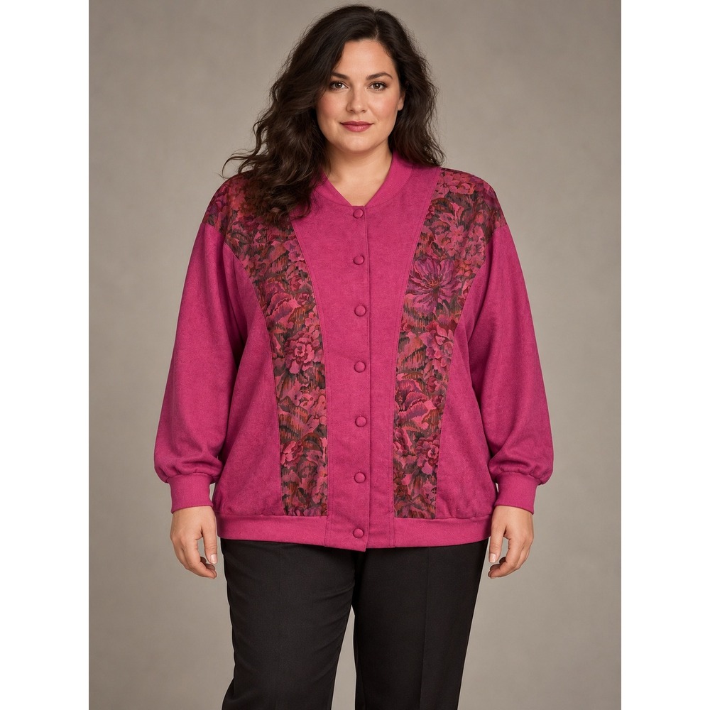 Dark Romantic Cottagecore Grandma Pink Floral Button Down Cardigan Jacket 16